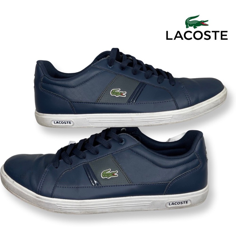Lacoste Mens Size 11.5 Europa Navy Blue Lace Tie Up Shoes Sneakers